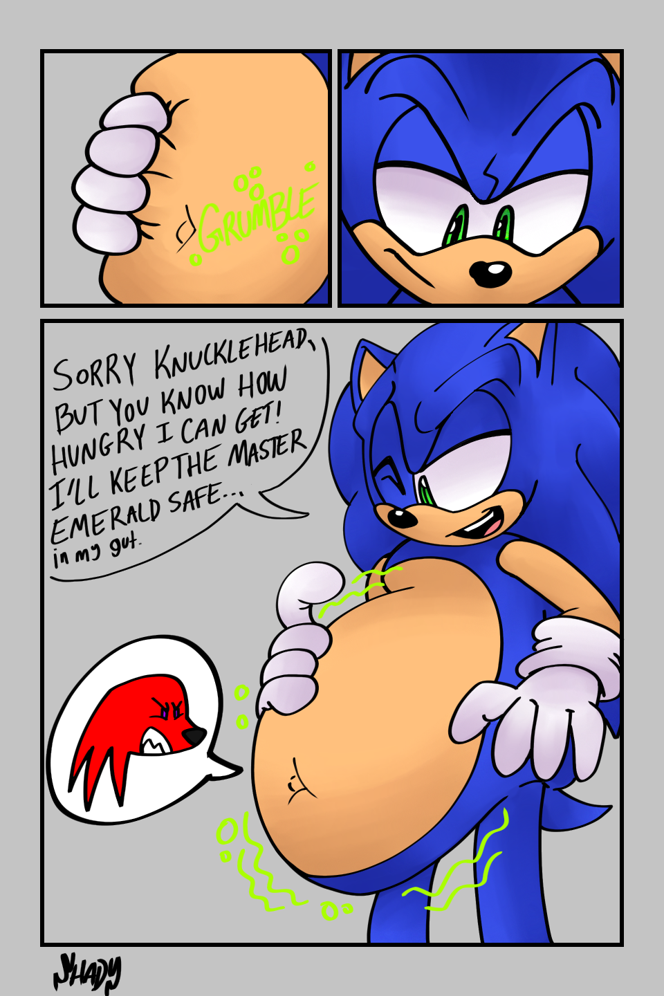abdominal_bulge anthro belly duo echidna eulipotyphlan hedgehog hi_res knuckles_the_echidna male male/male mammal monotreme navel rumbling_stomach sega shadydaone soft_vore sonic_the_hedgehog sonic_the_hedgehog_(series) vore