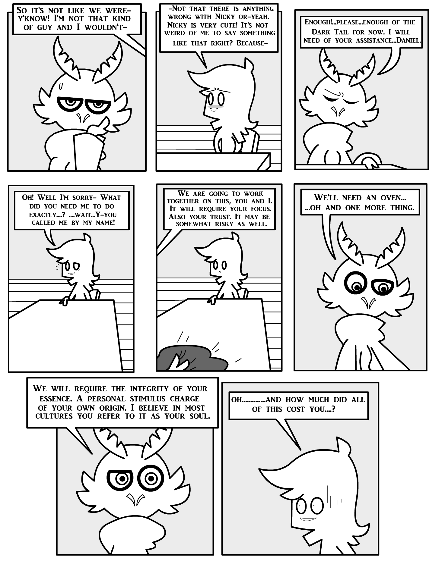 ambiguous_gender antennae_(anatomy) anthro arthropod blush bodily_fluids border chair clothed clothing comic daniel_toke dialogue duo english_text eyes_closed female_(lore) furniture greyscale hi_res hoodie human iconography insect inside lepidopteran looking_at_another male mammal mivliano_10-c monochrome moth narrowed_eyes shane_frost speech_bubble sweat sweatdrop table text topwear unimpressed white_border worried