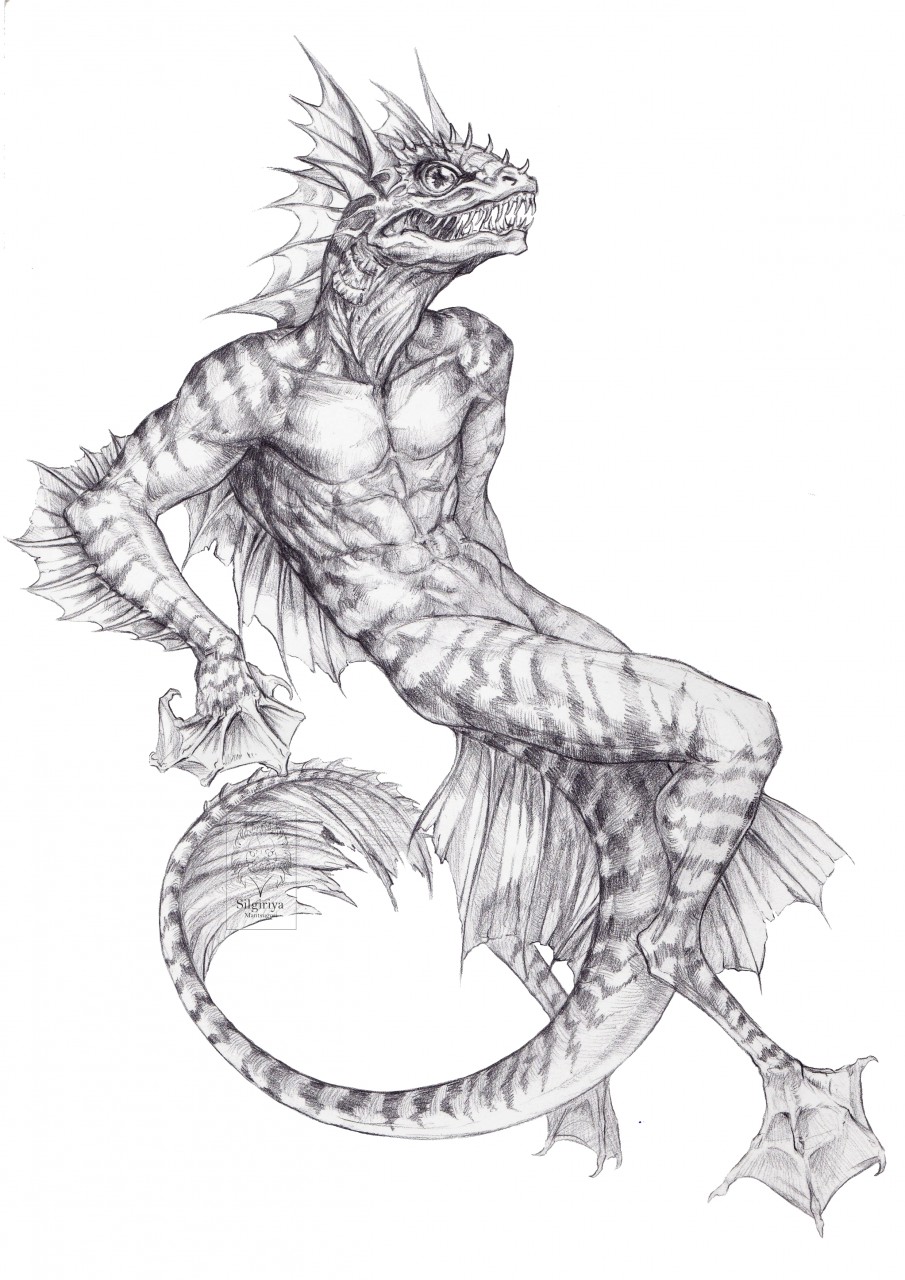 abs anthro athletic biceps dorsal_fin dungeons_and_dragons ear_fins fin hasbro hi_res looking_at_viewer male membrane_(anatomy) nude pecs sahuagin sharp_teeth silgiriya_mantsugosi simple_background solo tail tail_fin teeth webbed_feet webbed_hands white_background wizards_of_the_coast