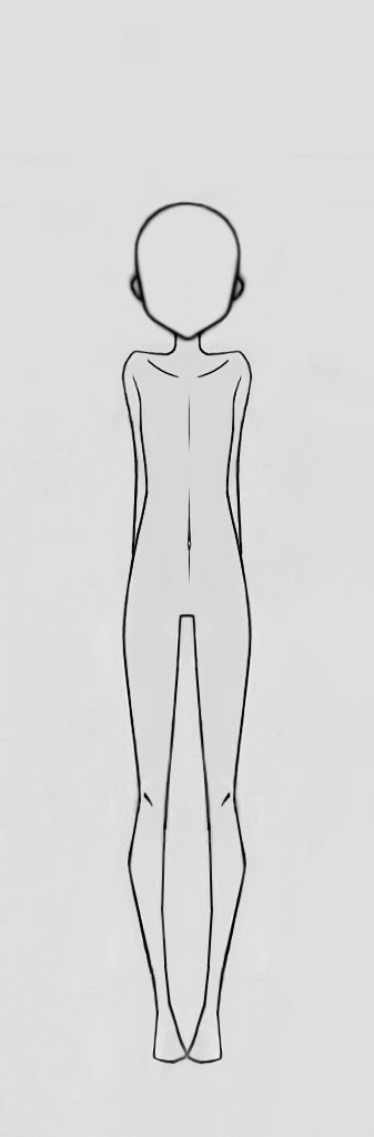 1other arms_behind_back art_study artist_request bald collar completely_nude faceless facing_viewer flat_chest greyscale monochrome navel no_genitals non-web_source nude original simple_background sketch source_request straight-on unfinished white_background