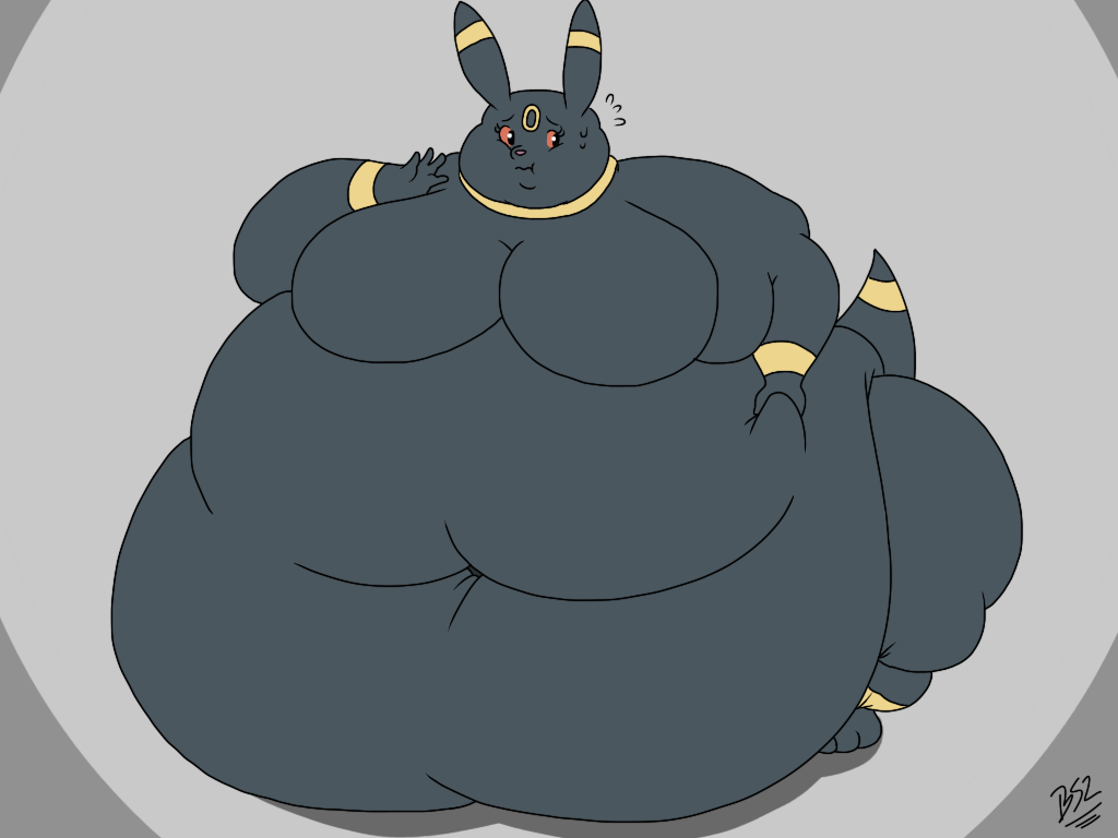 2018 3_toes 4:3 4_fingers ankle_markings anthro arm_markings barefoot batspid2 belly big_belly big_breasts biped black_body black_eyes black_fur bodily_fluids breasts digital_drawing_(artwork) digital_media_(artwork) double_chin ear_markings eeveelution eyebrows eyelashes facial_markings featureless_breasts feet female fingers flabby_arms flat_colors front_view full-length_portrait fur generation_2_pokemon head_markings holding_belly huge_breasts huge_thighs hyper hyper_belly hyper_hips hyper_thighs leg_markings love_handles markings morbidly_obese morbidly_obese_anthro morbidly_obese_female multicolored_body multicolored_fur navel nervous nintendo obese obese_anthro obese_female overweight overweight_anthro overweight_female pink_nose pokemon pokemon_(species) portrait red_sclera signature simple_background solo standing sweat sweatdrop tail tail_markings thick_thighs three-quarter_view toes two_tone_body two_tone_fur umbreon wrist_markings yellow_body yellow_fur