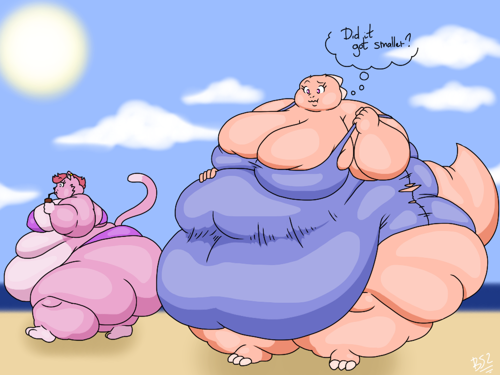 2018 4:3 5_fingers amber_(batspid2) anthro barefoot batspid2 beach belly beverage big_belly big_breasts big_butt bikini biped black_eyebrows black_eyelashes black_nose blue_clothing breasts butt cel_shading claws cleavage cleavage_overflow clothed clothing cloud container cup detailed_background digital_drawing_(artwork) digital_media_(artwork) domestic_cat drinking duo ear_piercing english_text eyebrows facial_tuft feet felid feline felis female fingers flabby_arms frill_(anatomy) front_view full-length_portrait fur glistening glistening_eyes gloves_(marking) grey_eyes hair head_crest head_frill holding_beverage holding_clothing holding_container holding_cup holding_object huge_breasts huge_butt huge_thighs hyper hyper_belly hyper_butt hyper_hips hyper_thighs juna_(batspid2) leg_markings lizard mammal markings membrane_(anatomy) membranous_frill morbidly_obese morbidly_obese_anthro morbidly_obese_female navel non-mammal_breasts obese obese_anthro obese_female overweight overweight_anthro overweight_female piercing pink_bikini pink_bikini_bottom pink_bikini_top pink_body pink_clothing pink_fur pink_hair pink_scales pink_swimwear portrait purple_eyes question raised_eyebrow reptile scales scalie seaside shaded shadow short_hair side_boob side_butt side_view signature socks_(marking) standing sun swimwear tail tail_markings text thick_thighs thought_bubble three-quarter_view tight_clothing toe_claws torn_clothing walking white_claws