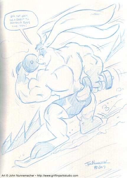 2007 anthro big_biceps big_muscles big_quads clothed clothing cooner cotton_tail dialogue english_text exercise fur furgonomic_bottomwear hair lagomorph leporid long_ears male mammal monochrome muscular muscular_anthro muscular_male outside plant rabbit rear_view signature sketch snowboard snowboarding speech_bubble tail text toony tree underwear underwear_only unnamed_character url weightlifting workout