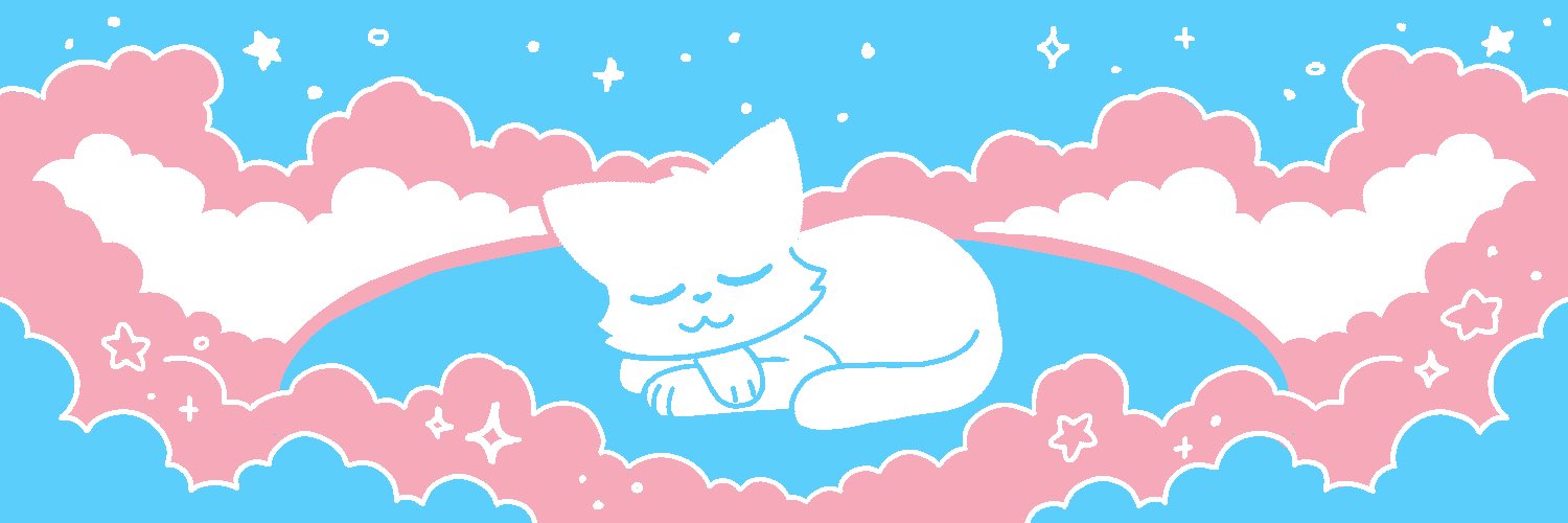 2023 :3 ambiguous_gender banner_image cloud digital_media_(artwork) domestic_cat felid feline felis feral fur lgbt_pride lottory mammal outside pride_colors quadruped sky sleeping solo star starry_sky tail transgender_pride_colors