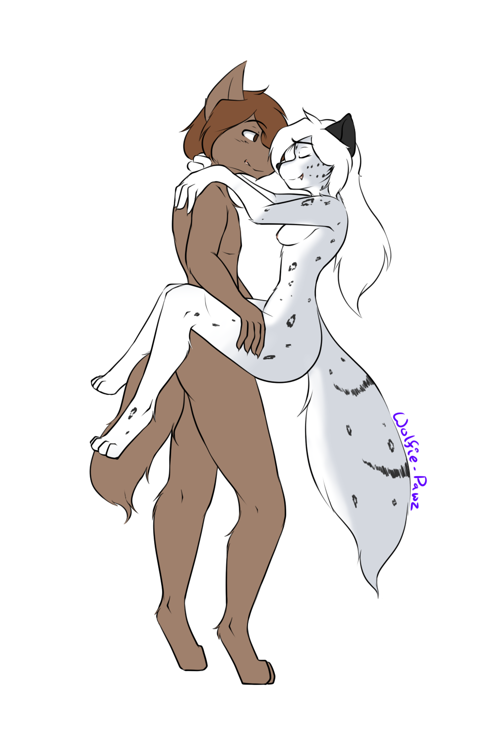anthro breasts brown_eyes brown_hair canid canine canis duo felid female female/female fur grey_body grey_fur hair hi_res holding_up_other_character keidran long_hair maeve_(twokinds) male mammal markings pantherine penetration sex small_breasts snow_leopard spots spotted_markings twokinds vaginal webcomic white_body white_fur white_hair wolf wolfie-pawz young zen_(twokinds)