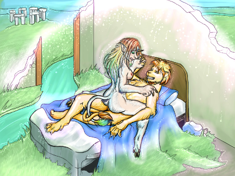 anthro arania bed bedroom blue_body blue_fur breasts butt claws cowgirl_position creek duo entwined_tails equid equine felid female from_front_position fur fur_growth furniture growth hair hand_holding horn human lion magic male male/female mammal mane multicolored_hair nude on_bottom on_top pantherine rainbow_hair reality_shift sex snout snout_growth soty stonehenge tail tail_coil unicorn yellow_body yellow_fur