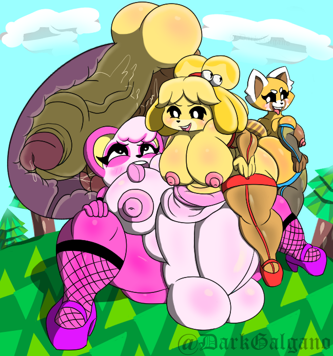 aggressive_retsuko ailurid animal_crossing anthro bear bodily_fluids canid canine canis crossover darkgalgani docking domestic_dog double_penetration genital_fluids giant_panda group herm intersex intersex/intersex interspecies isabelle_(animal_crossing) mammal nintendo penetration penile pinky_(animal_crossing) precum red_panda retsuko sanrio sex short_stack size_difference trio urethral urethral_penetration ursidae xray_view