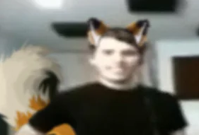 animal_humanoid beer_belly black_clothing black_shirt black_topwear canid canid_humanoid canine canine_humanoid clothing curvy_figure edited_screencap fox_humanoid hourglass_figure humanoid jerma985 low_res male mammal mammal_humanoid meme shirt smile tail topwear unknown_artist yellow_ears yellow_tail