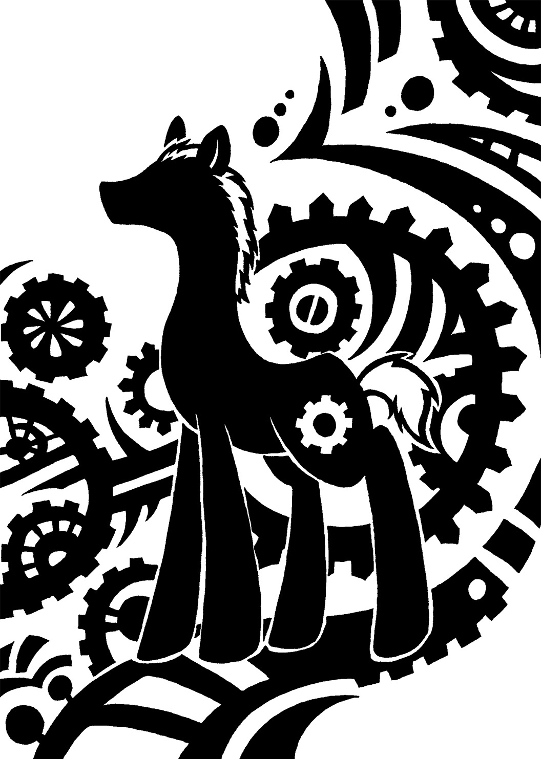 2014 black_and_white charles_gears clockwork cogwheel cutie_mark digital_drawing_(artwork) digital_media_(artwork) earth_pony equid equine feral gear gears hair hasbro hi_res hooves horse male mammal mane monochrome my_little_pony pony prick_ears quadruped restricted_palette scp_foundation short_hair short_tail silhouette simple_background solo standing sunnyclockwork tail unguligrade white_background