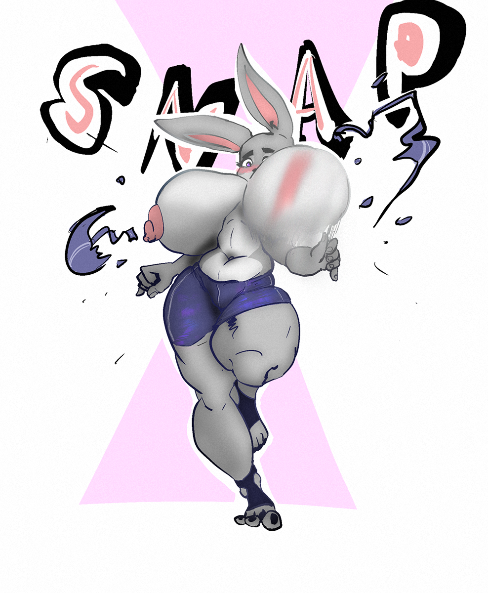 anthro big_breasts bigoldoinks bottomwear breasts bursting_out_of_clothing clothing disney exercise female hi_res hotpants huge_breasts judy_hopps lagomorph leporid mammal rabbit shorts slightly_chubby solo spandex spandex_shorts thick_thighs tight_clothing torn_clothing wide_hips workout workout_clothing zootopia