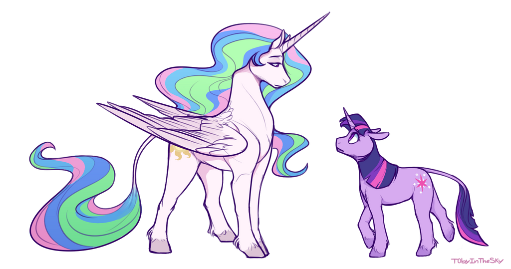 alpha_channel anatomically_correct duo equid equine eye_contact female feral friendship_is_magic hasbro horn looking_at_another mammal my_little_pony nervous princess_celestia_(mlp) simple_background t0byinthesky tail tail_tuft transparent_background tuft twilight_sparkle_(mlp) unicorn winged_unicorn wings