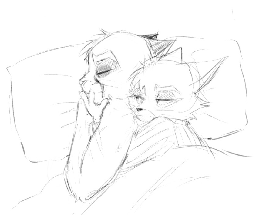 anthro cuddling domestic_cat felid feline felis lackadaisy male male/male mammal mordecai_heller spooning thisisanerror viktor_vasko webcomic