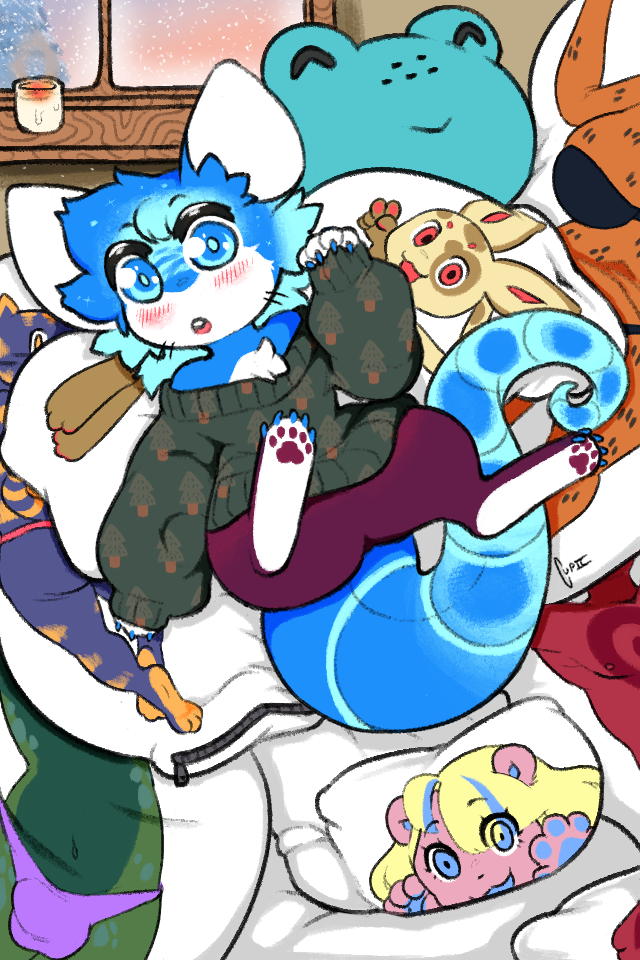 anthro big_tail body_pillow candle clothing cupic cute_expression dakimakura_design dakimakura_pillow male mammal murid murine paws pillow rat rodent snow solo sweater tail topwear winter