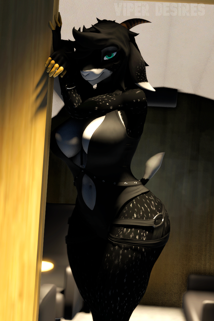 2023 3d_(artwork) aircraft amanda_(viper-desires) anthro artist_name bedroom_eyes big_breasts black_body black_fur black_hair bovid breasts caprine cleavage_cutout curvaceous curvy_figure detailed_background digital_media_(artwork) doorway female fingers floppy_ears fluffy fluffy_tail fur goat grey_body grey_fur grey_spots hair harness helicopter horn inside inside_vehicle leaning long_ears looking_at_viewer mammal multicolored_body multicolored_fur narrowed_eyes navel seductive short_hair short_tail smile solo source_filmmaker spots spotted_body spotted_fur tail teal_eyes thick_thighs two_tone_body two_tone_fur viper-desires voluptuous watermark wide_hips