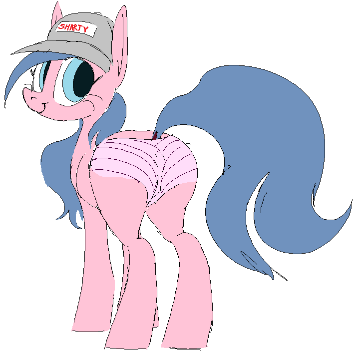 anonymous_artist baseball_cap blue_eyes blue_hair bottomwear clothing doll equid equine female feral hair hasbro hat headgear headwear horse mammal my_little_pony panties pattern_bottomwear pattern_clothing pattern_panties pattern_underwear pink_body pink_clothing pink_panties pink_underwear pony presenting smile solo solo_focus striped_bottomwear striped_clothing striped_panties striped_underwear stripes underwear