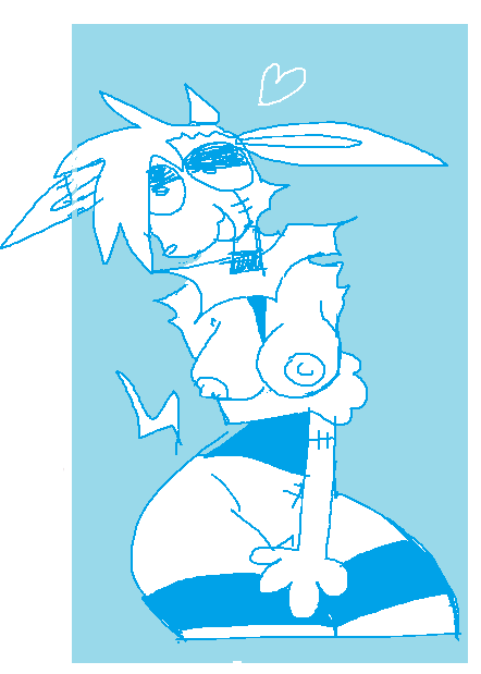 anthro blue_and_white breasts dijon_(guncht) eeveelution female generation_1_pokemon guncht jolteon monochrome nintendo nipples pokemon pokemon_(species) sketch solo trans_(lore) trans_man_(lore)