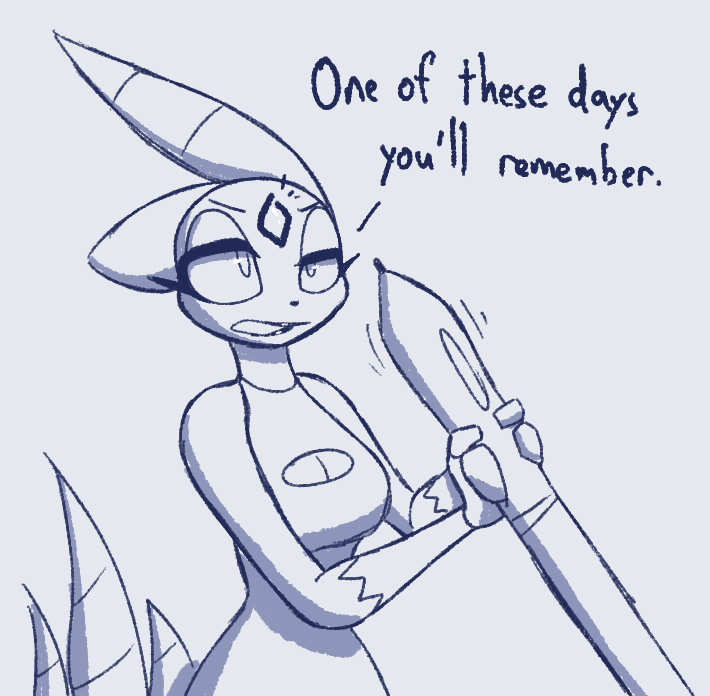 anthro arte_(r-mk) cleavage_cutout clothed clothing comically_large_object comically_large_stylus drawing_pen drawing_stylus english_text female forehead_gem generation_2_pokemon humor lips nintendo pen pokemon pokemon_(species) r-mk sketch sneasel solo stylus text