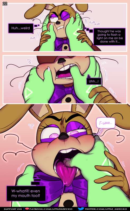 bear comic dialogue duo five_nights_at_freddy's five_nights_at_freddy's_vr:help_wanted glitchtrap holding_other lagomorph leporid littlegeecko male male/male mammal rabbit scottgames tongue tongue_out