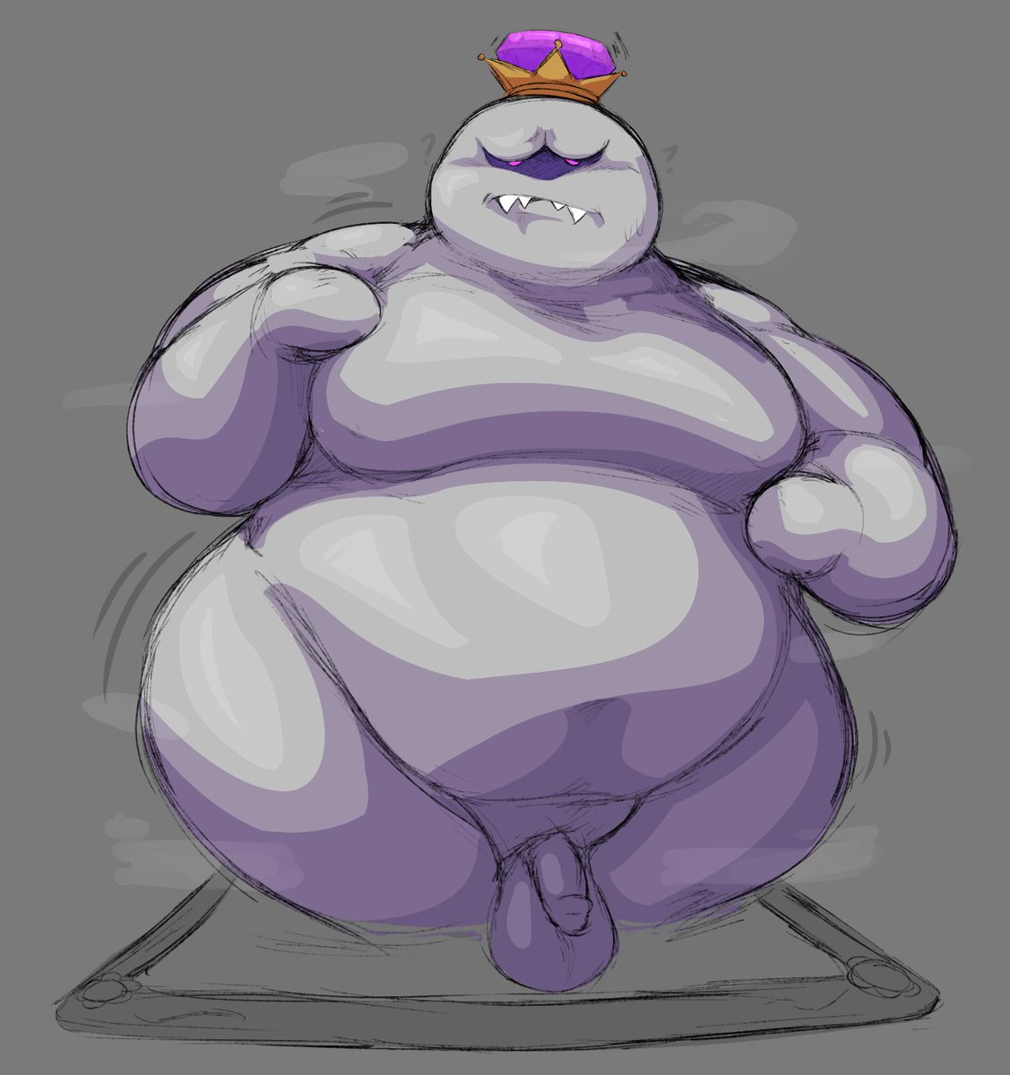 alternate_species balls belly big_belly deep_navel fupa genitals ghost hi_res huge_hips huge_thighs humanoid humanoid_genitalia humanoid_penis humanoidized king_boo locitony love_handles luigi's_mansion male mario_bros moobs navel nintendo not_furry obese obese_humanoid obese_male overweight overweight_humanoid overweight_male penis small_penis solo spirit thick_thighs
