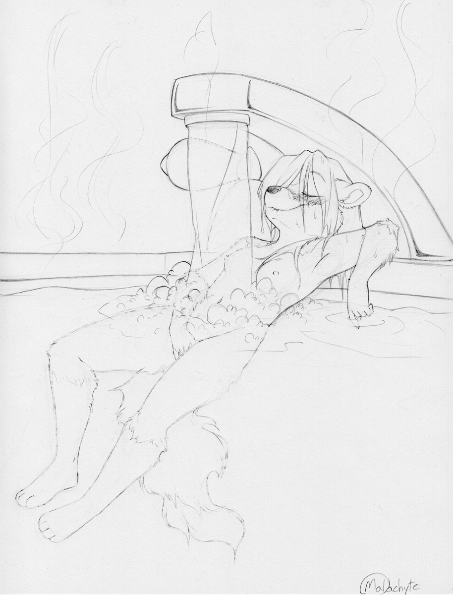 2015 anthro bathing biped bite biting_lip biting_own_lip black_and_white blush blush_lines breasts bubble closed_smile domestic_ferret eyebrows eyes_closed female fingering fingering_self hair hi_res inside long_hair malachyte mammal masturbation micro monochrome monya mouth_closed mustelid musteline navel nipples nude partially_submerged reclining sink small_breasts smile solo true_musteline vaginal vaginal_fingering vaginal_masturbation weasel wet