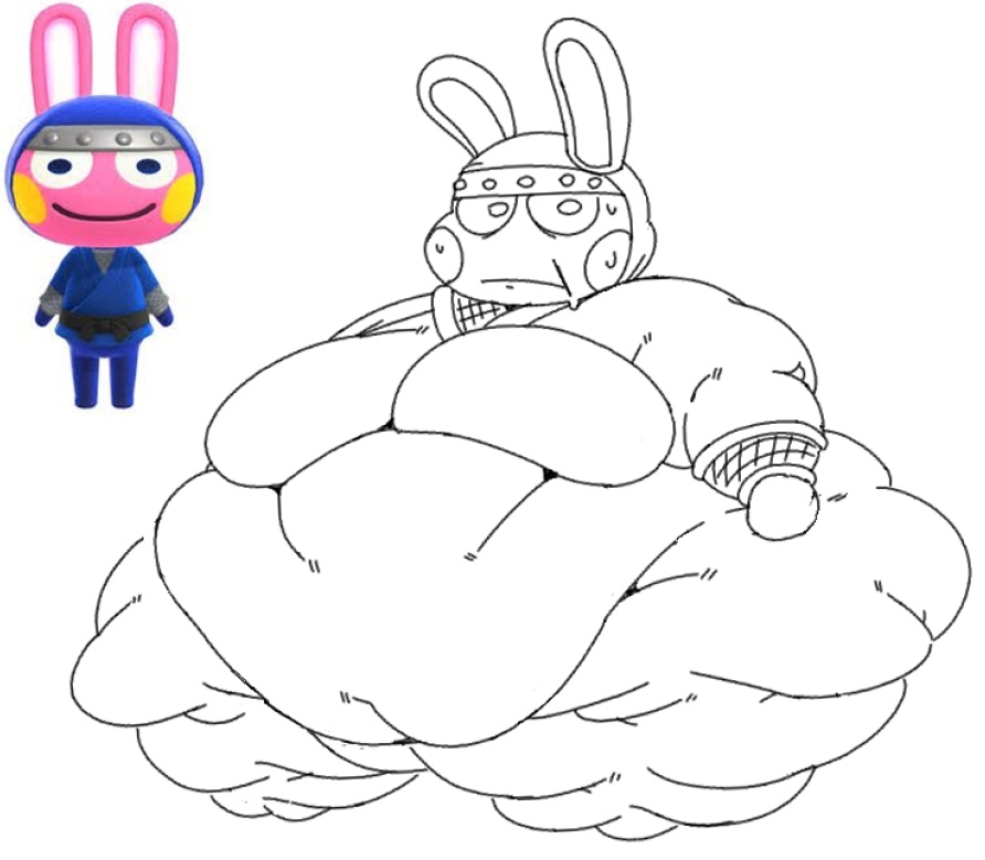 animal_crossing anthro belly big_belly fat_rolls huge_thighs hyper hyper_belly hyper_hips hyper_thighs khiropt lagomorph leporid looking_at_viewer love_handles male mammal moobs morbidly_obese morbidly_obese_anthro morbidly_obese_male nintendo obese obese_anthro obese_male overweight overweight_anthro overweight_male rabbit snake_(animal_crossing) solo thick_arms thick_thighs