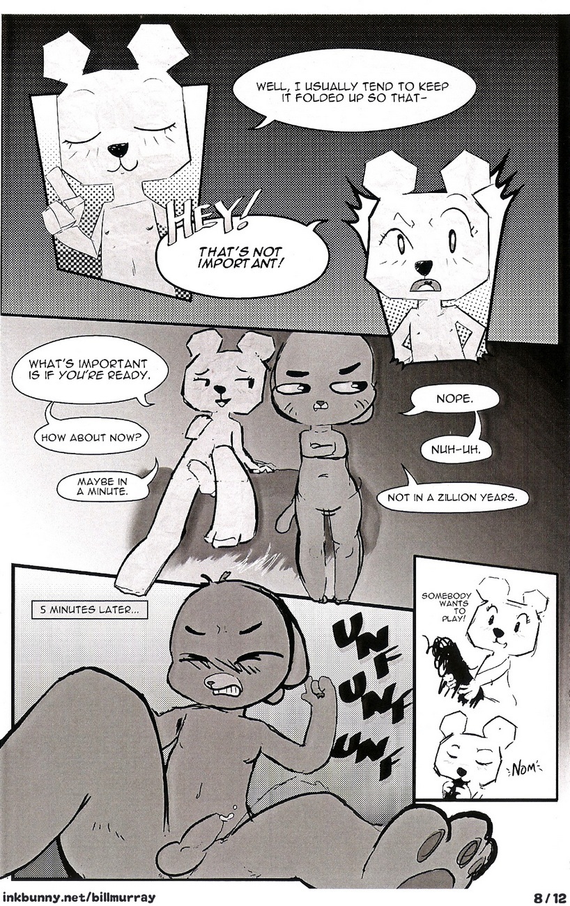 2013 angry anthro bear bedroom bedroom_eyes big_penis billmurray black_and_white blush blush_lines cartoon_network comic crossed_arms dialogue domestic_cat duo english_text erection eyebrows eyes_closed felid feline felis fellatio flat_chested genitals gesture gumball_watterson gynomorph gynomorph/male hi_res hindpaw intersex intersex/male looking_away male mammal moan monochrome narrowed_eyes nipples nude open_mouth oral paper paws penile penis pointing pointing_up raised_eyebrow raised_leg scribble_censorship seductive sex small_penis speech_bubble standing teri_(tawog) text the_amazing_world_of_gumball url