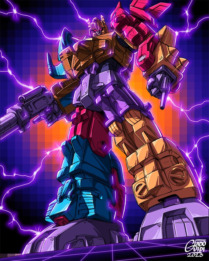 2023 arm_cannon artist_name decepticon electricity frown full_body guido_guidi gun holding holding_gun holding_weapon looking_at_viewer mecha monstructor no_humans red_eyes robot science_fiction transformers weapon