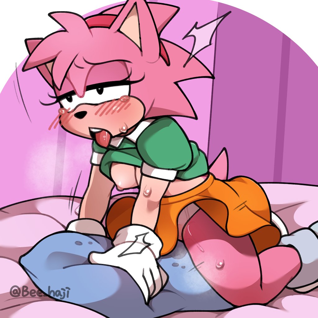 2023 amy_rose anthro bee_haji blush bodily_fluids bottomwear breasts classic_amy_rose classic_sonic_(universe) clothing dry_humping eulipotyphlan female genital_fluids grinding hedgehog mammal masturbation nipples panties panty_shot pillow pillow_humping pussy_juice pussy_juice_stain sega skirt solo sonic_the_hedgehog_(series) sweat tears tongue tongue_out underwear wet wet_clothing wet_panties wet_underwear