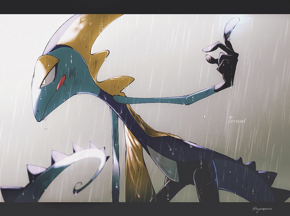 ambiguous_gender anthro ayamenora blue_body detailed dripping generation_8_pokemon glistening glistening_body glistening_eyes glistening_tail inteleon licking licking_lips long_tail nintendo pokemon pokemon_(species) raining solo spikes tail tongue tongue_out