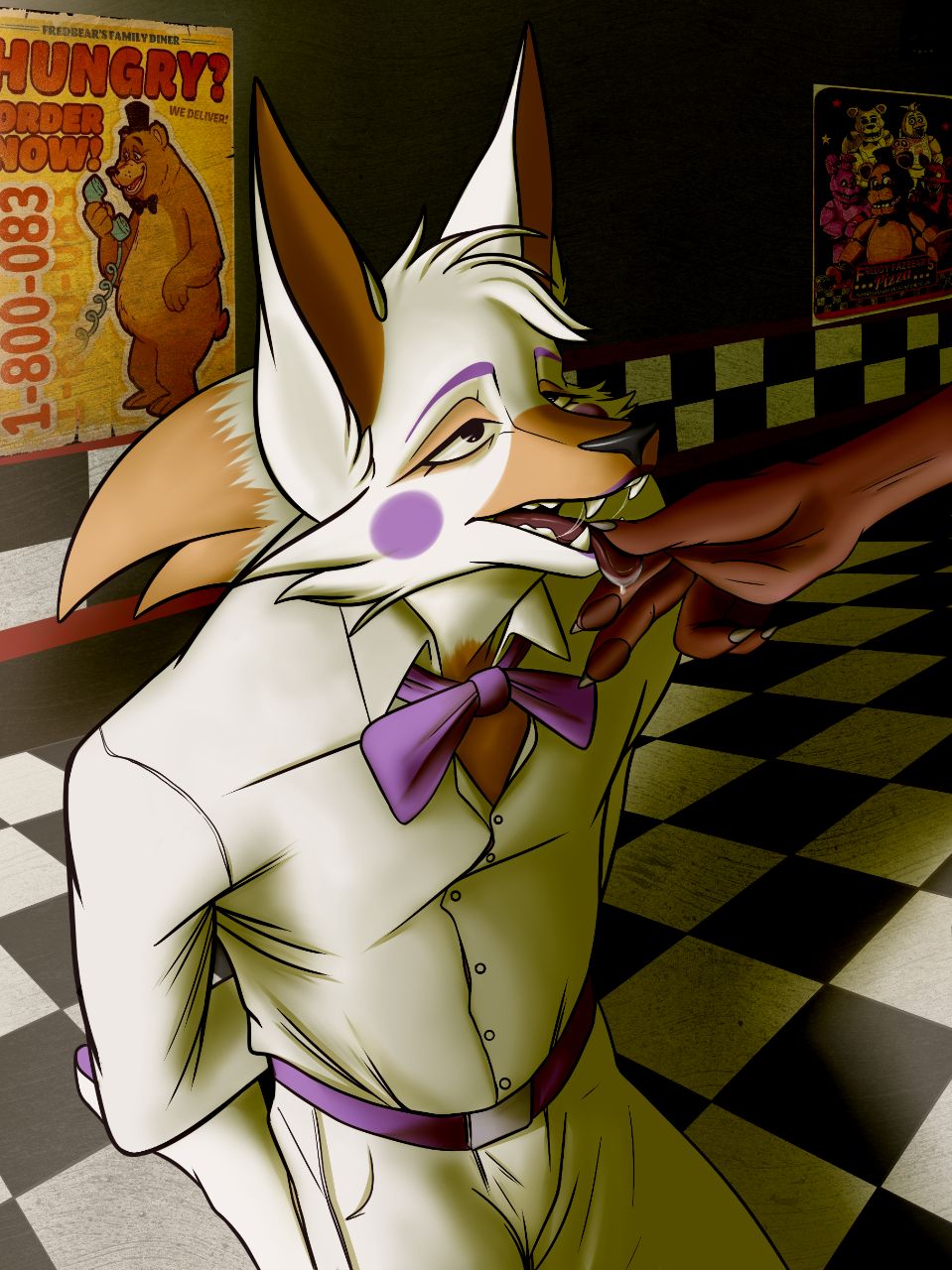 anthro canid canine five_nights_at_freddy's five_nights_at_freddy's_world fox hi_res lewis_everheart lolbit_(fnaf) male mammal scottgames solo tongue