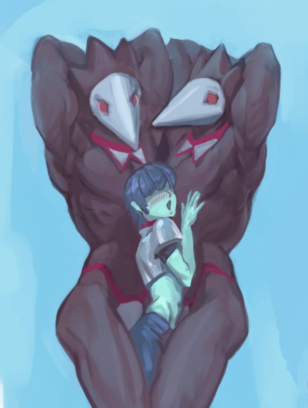 anonymous_artist anthro avian blush body_worship bulge darkner deltarune girly group group_sex human human_on_anthro interspecies kris_(deltarune) male male/male mammal muscle_worship muscular muscular_male sandwiched sex smothering swatchling threesome trio undertale_(series) unknown_artist worshipping