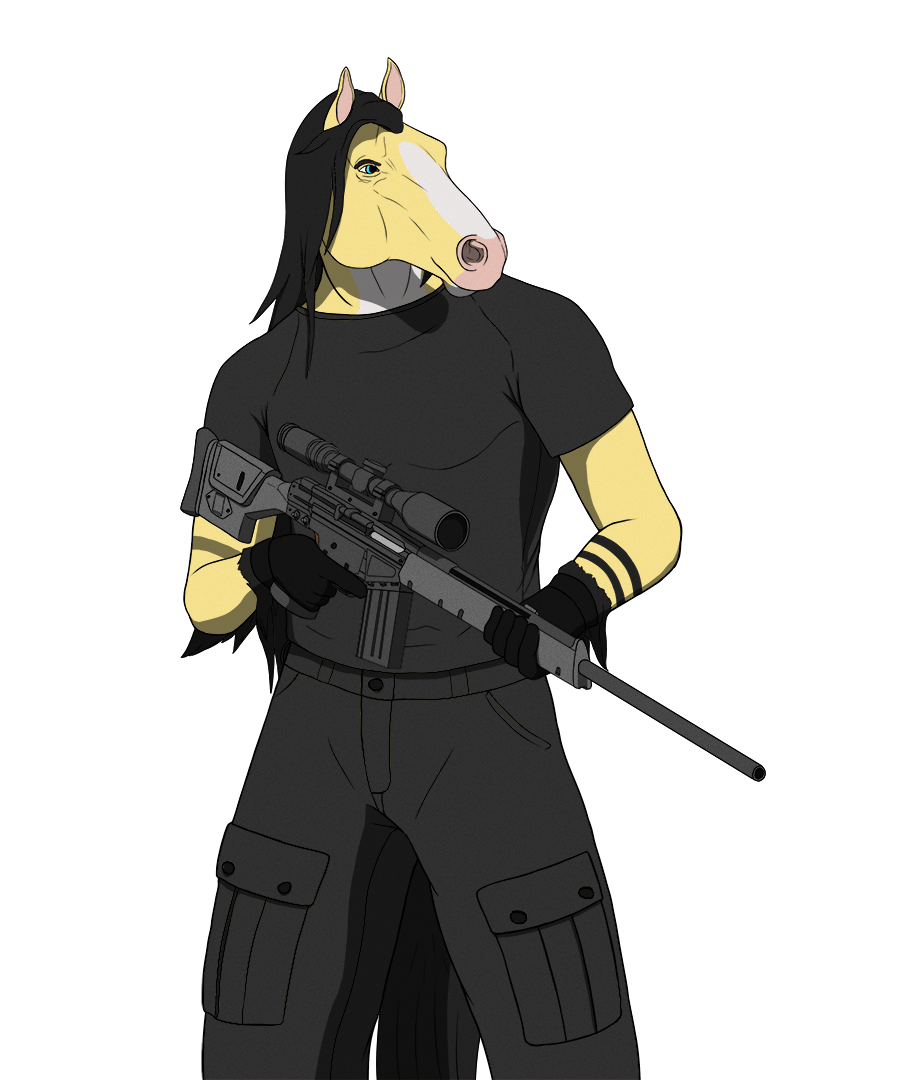 anthro clothing equid equine gloves gun handwear horse male mammal psg-1 ranged_weapon rebeldragon101 rifle scope sniper sniper_rifle sniper_scope tactical_pants weapon
