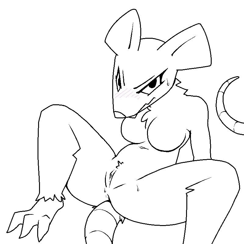 4chan anonymous_artist anthro blush female genitals humanoid male mammal monochrome murid murine nude nude_anthro pussy rat rat_tail rodent save_the_princess sketch solo