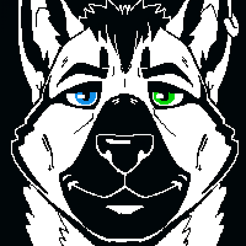 afevis_(character) anthro black_body black_fur black_hair black_nose blue_eyes canid canine canis domestic_dog ear_piercing ear_ring fur german german_shepherd hair herding_dog heterochromia icon long_hair male mammal pastoral_dog piercing ring_piercing shepherd undertale undertale_(series)