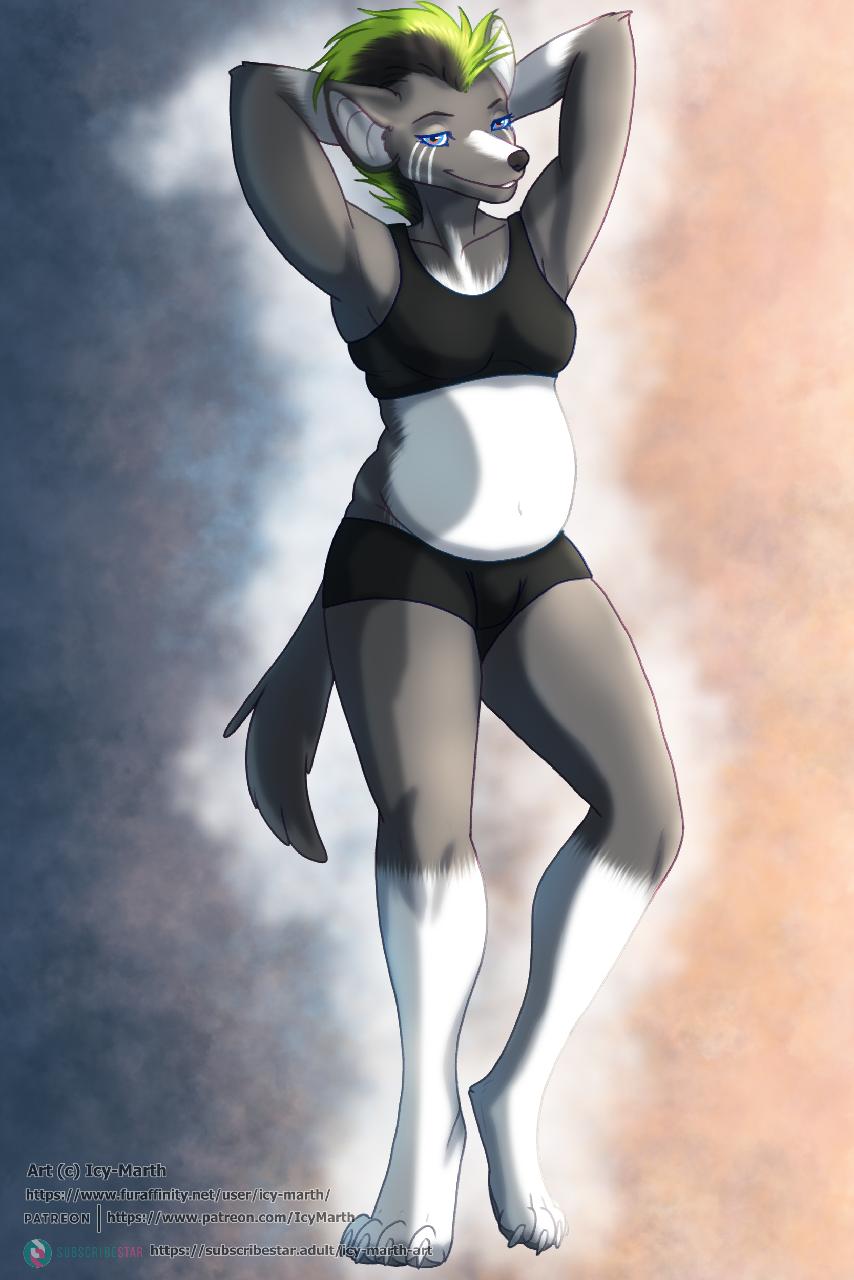 anthro female hi_res hyena icy-marth mammal slightly_chubby solo