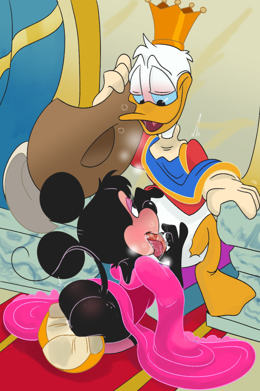 2022 4_fingers anatid anseriform anthro anthro_on_anthro anthro_penetrated anthro_penetrating anthro_penetrating_anthro avian beak bird black_body black_fur blue_sclera blush bottomless butt cjzilla88 clothed clothing crown disney donald_duck dress duck duo eye_contact feathers fellatio female female_penetrated fingers footwear fur genitals half-closed_eyes hat headgear headwear hi_res interspecies kneeling kneeling_oral_position looking_at_another male male/female male_penetrating male_penetrating_female mammal minnie_mouse mouse murid murine narrowed_eyes open_mouth oral penetration penile penis penis_in_mouth pink_clothing pink_dress rodent sex tail the_three_musketeers_(disney) tongue tongue_out white_body white_feathers