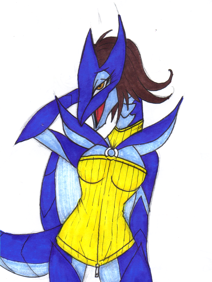 after_transformation alternate_species anthro bahamut bedroom_eyes big_breasts blue_body blue_scales breasts brown_eyes brown_hair clothed clothing dragon dress female final_fantasy final_fantasy_viii hair happy horn ivanks looking_at_viewer narrowed_eyes o-ring_dress open_mouth orange_eyes reptile scales scalie seductive selphie_tilmitt side_view simple_background solo species_transformation square_enix standing tail tongue transformation white_background wings zipper