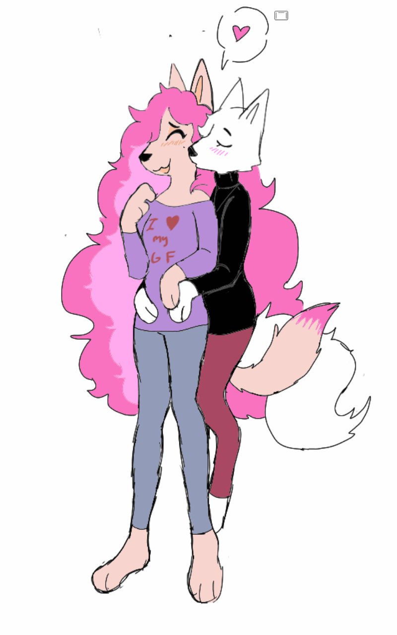 &lt;3 10:16 anthro biped black_clothing blue_clothing canid canine canis clothing duo eyelashes eyes_closed female fox fur hair happy hi_res huge_hair long_hair magna_(puppkittyfan1) mammal maned_wolf multicolored_hair paws pink_body pink_clothing pink_ears pink_fur pink_hair pink_tail puppkittyfan1 purple_clothing smile tail tammy_(puppkittyfan1) trans_(lore) trans_woman_(lore) two_tone_hair two_tone_tail white_body white_ears white_fur white_tail wolf