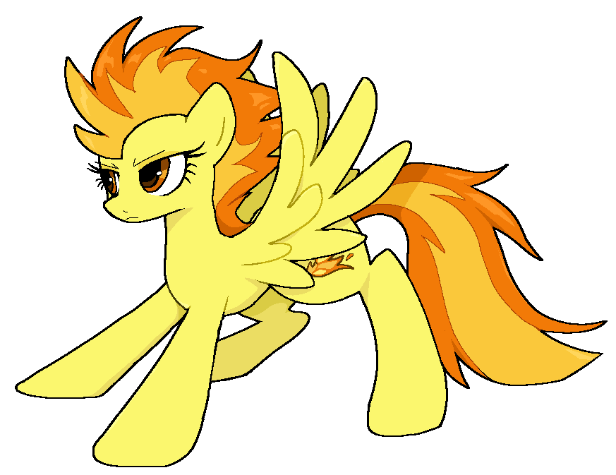 cutie_mark equid equine eyelashes feathered_wings feathers female feral friendship_is_magic hair hasbro mammal muffinz my_little_pony orange_eyes orange_hair orange_tail pegasus simple_background solo spitfire_(mlp) spread_wings tail white_background wings wonderbolts_(mlp) yellow_body yellow_feathers