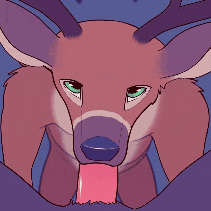 2d_animation animated anthro blue_background bodily_fluids deer dithering duo erection fellatio first_person_view fur genitals green_eyes koba male male/male mammal oral penetrating_pov penile penis sex simple_background