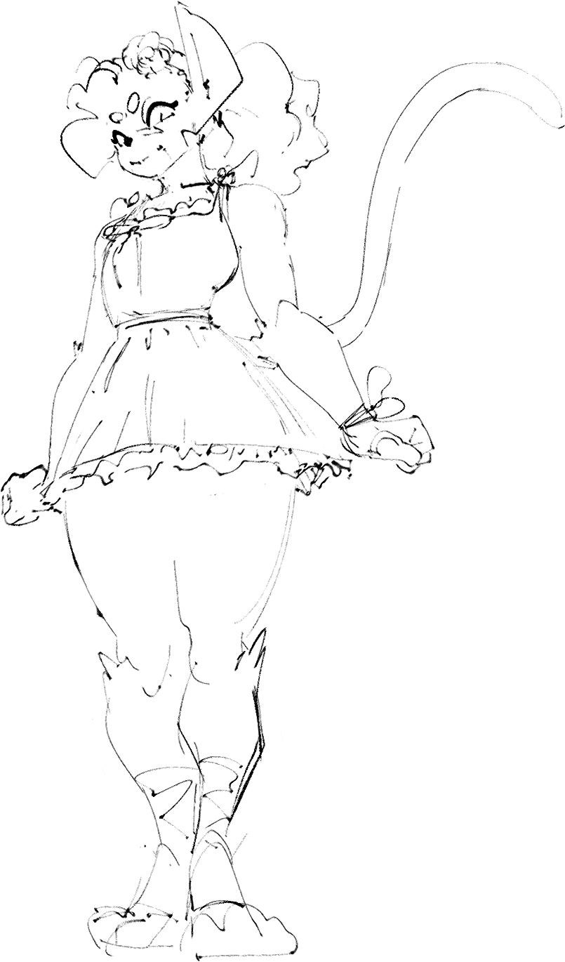 anthro bottomless bottomwear bracelet clothed clothing digitigrade domestic_cat elicazzz felid feline felis female frilly frilly_clothing gynomorph hi_res intersex jewelry mammal poofy_hair shoeless skirt solo standing wide_hips