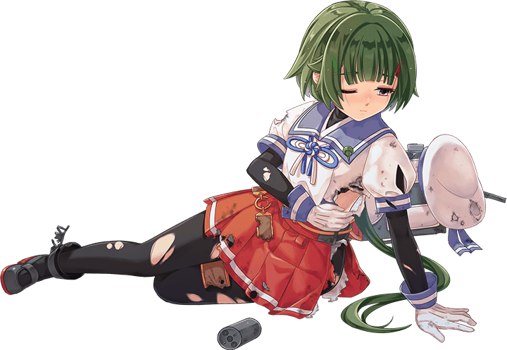 1girl acea4 adapted_turret belt black_pantyhose blue_sailor_collar brown_eyes cannon damaged depth_charge gloves green_hair hat hat_removed headwear_removed kantai_collection layered_sleeves long_sleeves looking_to_the_side noumi_(kancolle) one_eye_closed pantyhose pleated_skirt puffy_short_sleeves puffy_sleeves red_skirt sailor_collar sailor_hat sailor_shirt shirt short_hair short_over_long_sleeves short_sleeves sitting skirt solo torn_clothes torn_pantyhose transparent_background turret under_skirt undershirt white_gloves white_headwear white_shirt yokozuwari