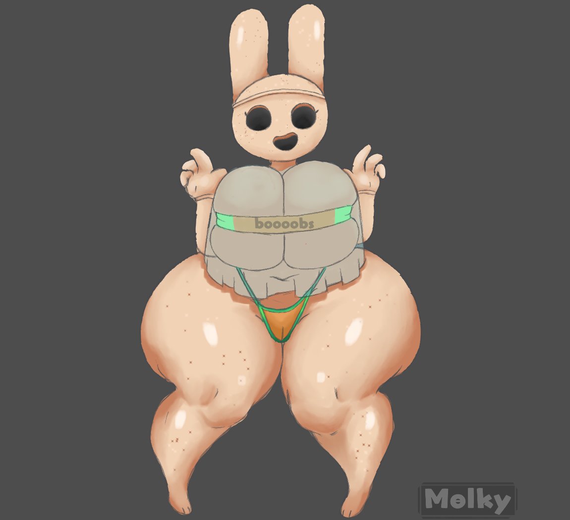 animal_crossing anthro big_breasts black_eyes breasts brown_body camel_toe clothing coco_(animal_crossing) crop_top empty_eyes female gothicc gyroid huge_breasts huge_hips huge_thighs lagomorph leporid looking_at_viewer mammal navel nintendo open_mouth rabbit shirt solo thick_thighs thong topwear translucent translucent_clothing underwear wide_hips