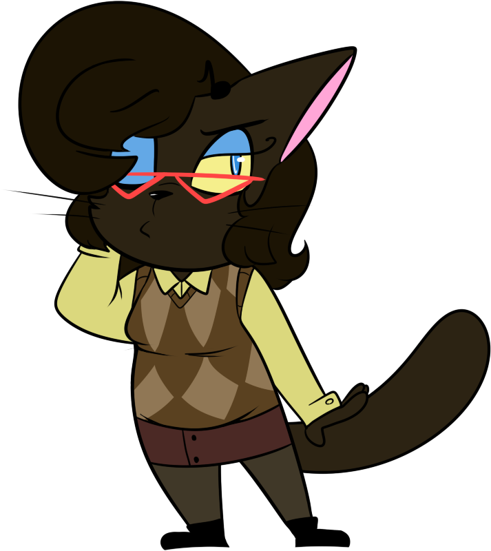 2016 accessory alpha_channel anthro biped black_clothing black_eyebrows black_eyelashes black_footwear black_nose black_shoes black_whiskers blue_eyes blue_eyeshadow bottomwear brown_body brown_bottomwear brown_clothing brown_ears brown_fur brown_hair brown_skirt brown_tail cadence_bonaventura cat_tail checkered_clothing checkered_topwear chokovit_(artist) clothed clothed_anthro clothed_female clothing colored digital_drawing_(artwork) digital_media_(artwork) domestic_cat eyebrow_through_hair eyebrows eyelashes eyeshadow eyewear felid feline felis female female_anthro footwear front_view full-length_portrait fur glasses hair hair_accessory hair_over_eye makeup mammal mouth_closed musical_note one_eye_closed one_eye_obstructed pattern_clothing pattern_topwear pink_inner_ear portrait red_eyewear red_glasses simple_background skirt solo standing sweater tail topwear translucent translucent_hair transparent_background wavy_hair whiskers york_chocolate