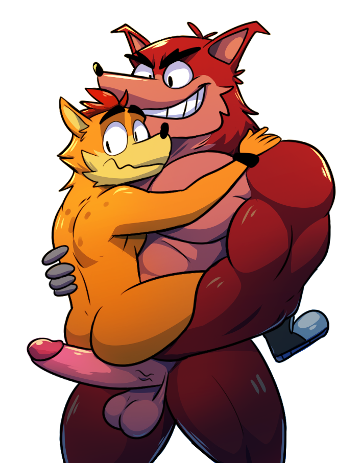 activision anthro anthro_on_anthro balls bandicoot biceps big_dom_small_sub big_muscles butt crash_bandicoot crash_bandicoot_(series) crunch_bandicoot dominant duo elfein erection fur genitals grin hair hot_dogging humanoid_genitalia humanoid_penis imminent_sex larger_male male male/male mammal marsupial multicolored_body multicolored_fur muscular muscular_male orange_body orange_fur penis red_body red_fur red_hair sex simple_background size_difference smaller_male smile stand_and_carry_position standing standing_sex teeth two_tone_body two_tone_fur vein