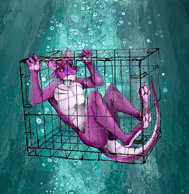 anthro asphyxiation cage drowning jeffusherb kobold male solo strangling water