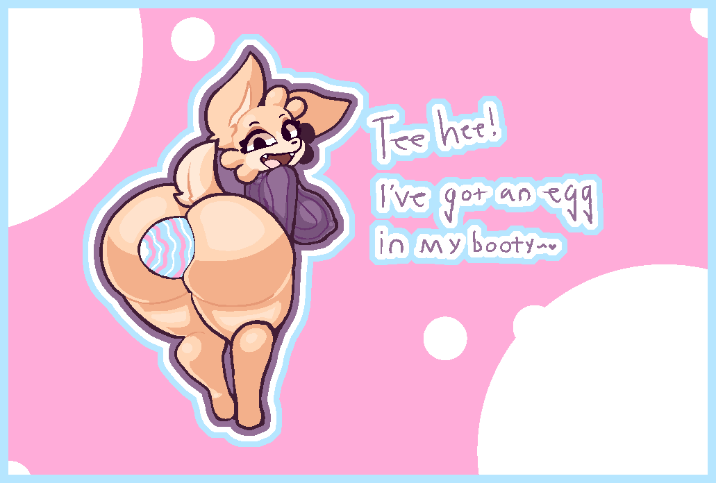 anal anthro big_breasts big_butt border bottomless breasts butt canid canine cheek_tuft clothed clothing clover_(nillykfox) dialogue digitigrade easter easter_egg egg egg_in_ass egg_insertion facial_tuft fangs female fox head_tuft holidays hybrid lagomorph leporid looking_at_viewer looking_back looking_back_at_viewer mammal nipple_outline outline partially_clothed rabbit scut_tail sepiakfox short_tail side_boob solo sweater sweater_only tail teeth text top_only topwear topwear_only tuft