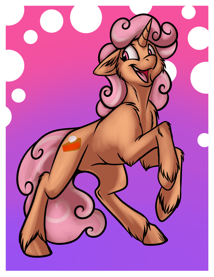 cutie_mark equid equine female feral fetlocks foxenawolf fur goldfur's_cogsverse gradient_background hair hasbro hooves horn mammal multicolored_hair my_little_pony open_mouth orange_body orange_fur peach_delight pink_hair simple_background solo two_tone_hair unicorn unicorn_horn white_background