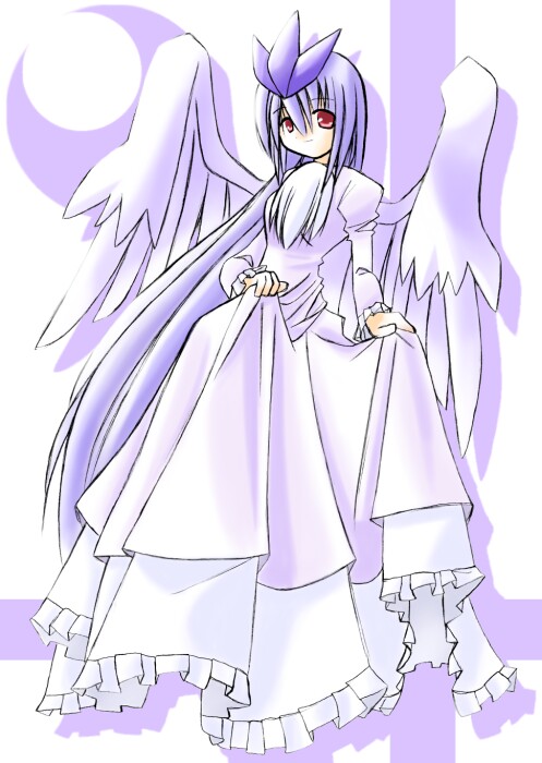1girl archived_source articuno bird_wings blue_hair closed_mouth clothes_lift dress dress_lift drop_shadow feathered_wings full_body hair_between_eyes juliet_sleeves lifted_by_self light_blue_hair long_hair long_sleeves looking_at_viewer personification petticoat pokemon puffy_sleeves rascal red_eyes smile solo straight_hair very_long_hair white_dress white_wings wings