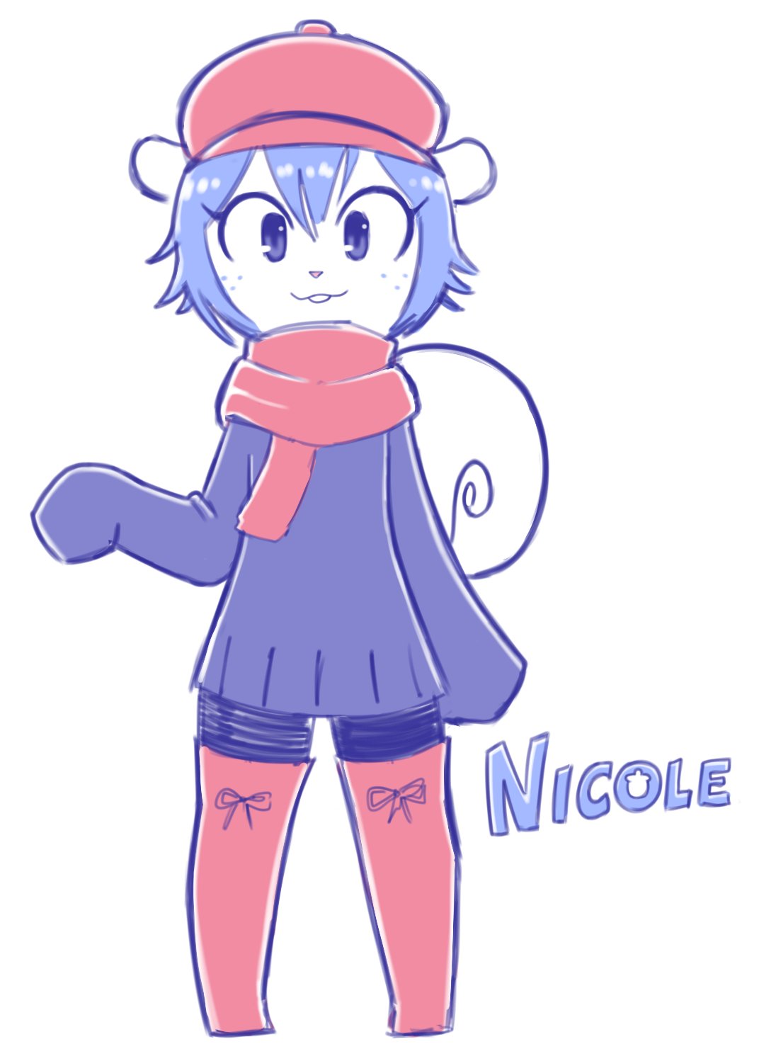 boots buckteeth clothing cute_eyes disfigure dress female footwear freckles hat headgear headwear hi_res mammal name_drop nicole_(disfigure) rodent scarf sciurid tail teeth tree_squirrel